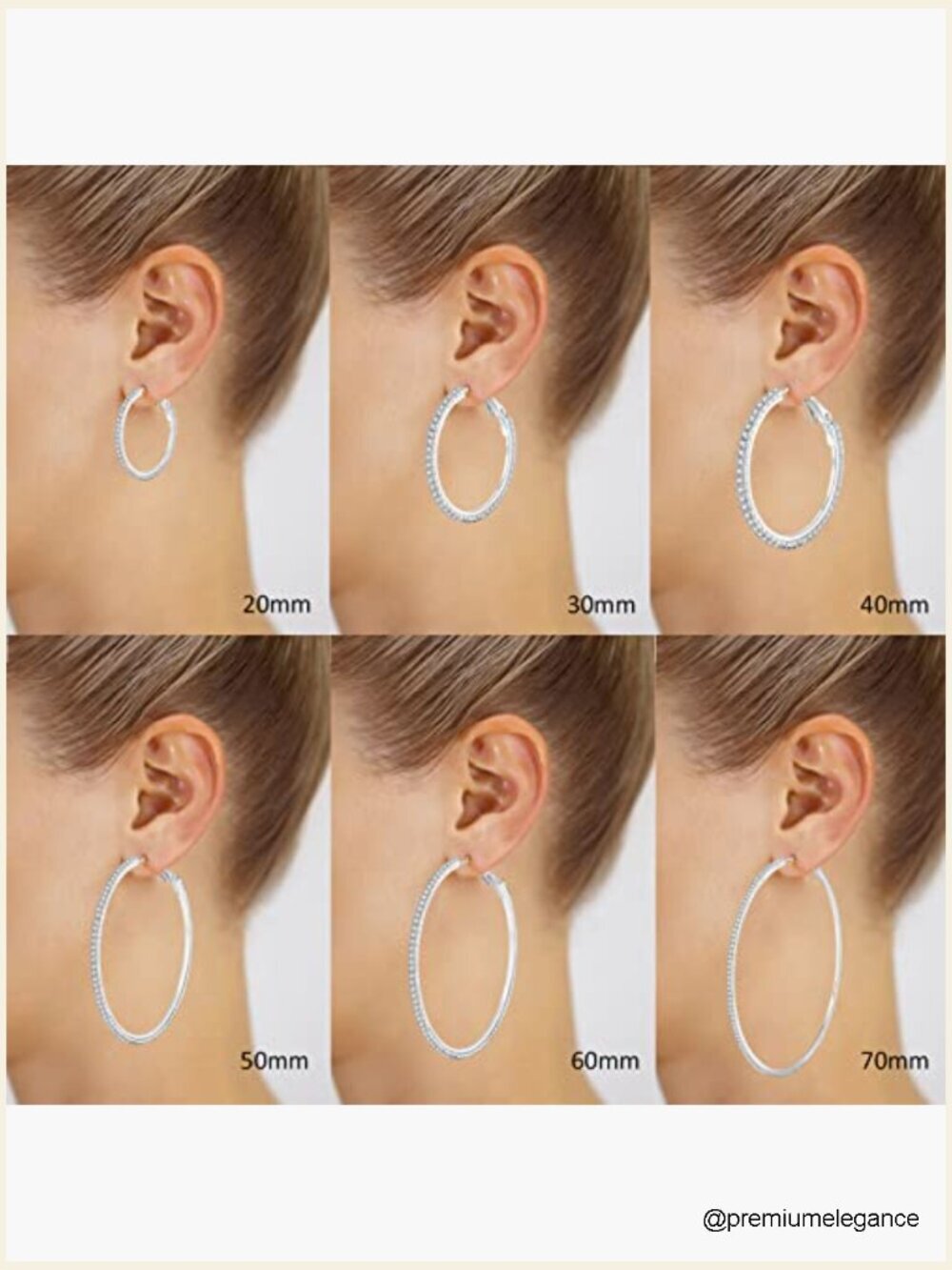 Large Rhinestone Hoop Earrings Sterling Silver CZ Cubic Zirconia Hoops 20-70mm - Picture 3 of 7